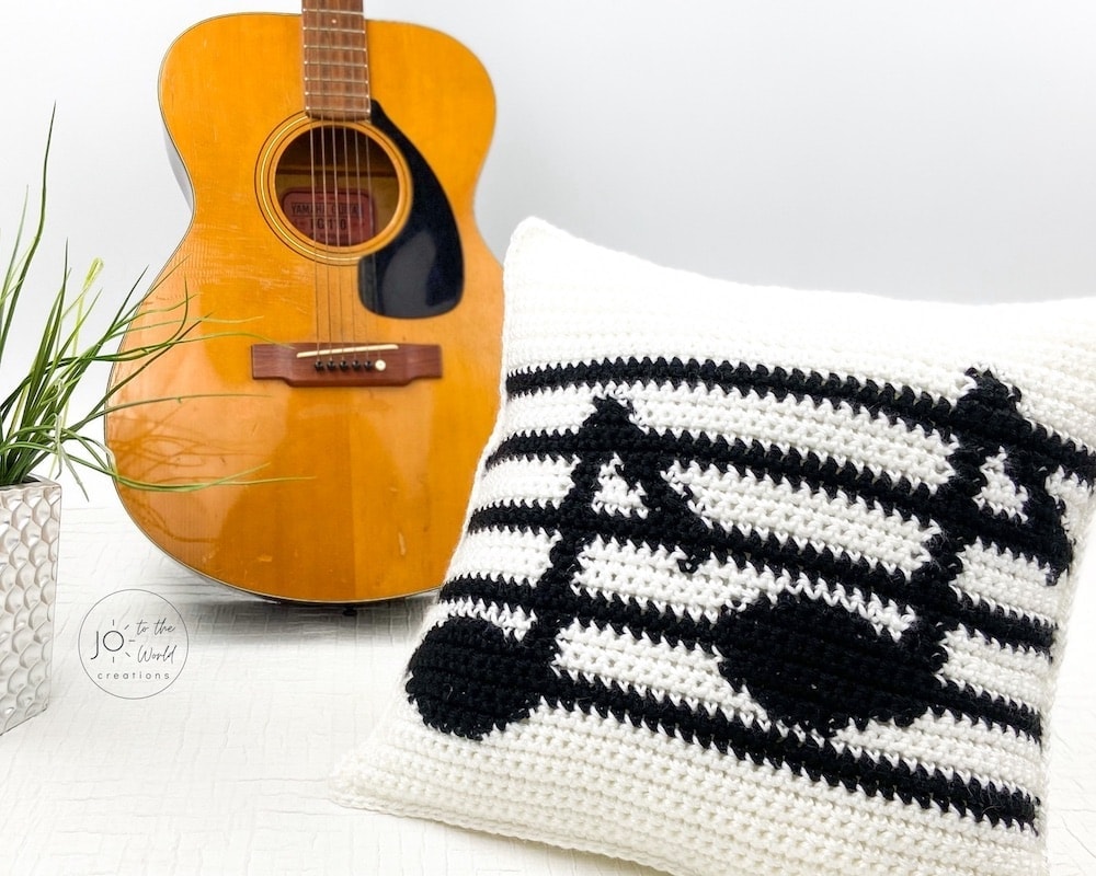 Music Notes Pillow Cover Crochet Pattern