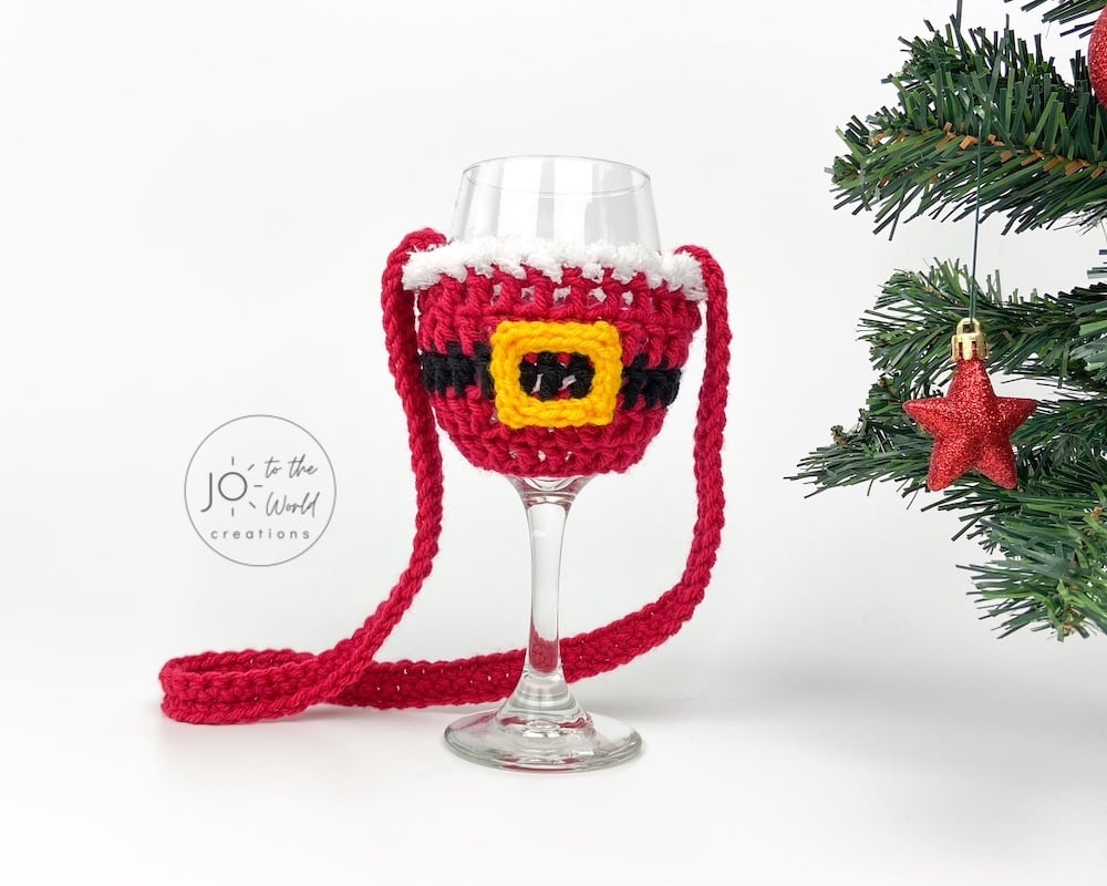 Santa Wine Glass Lanyard Crochet Pattern